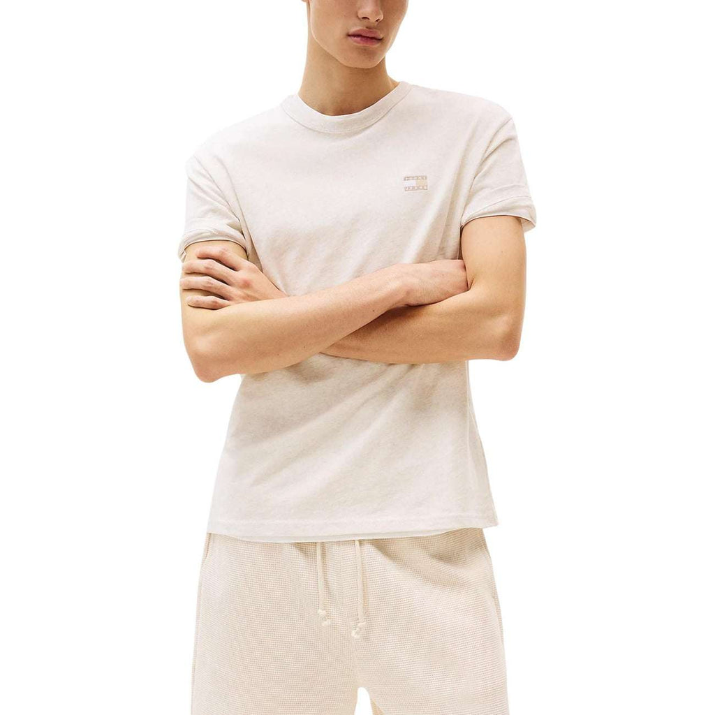 Tommy Hilfiger Jeans men's white short sleeve organic cotton t-shirt with round neck for fall winter