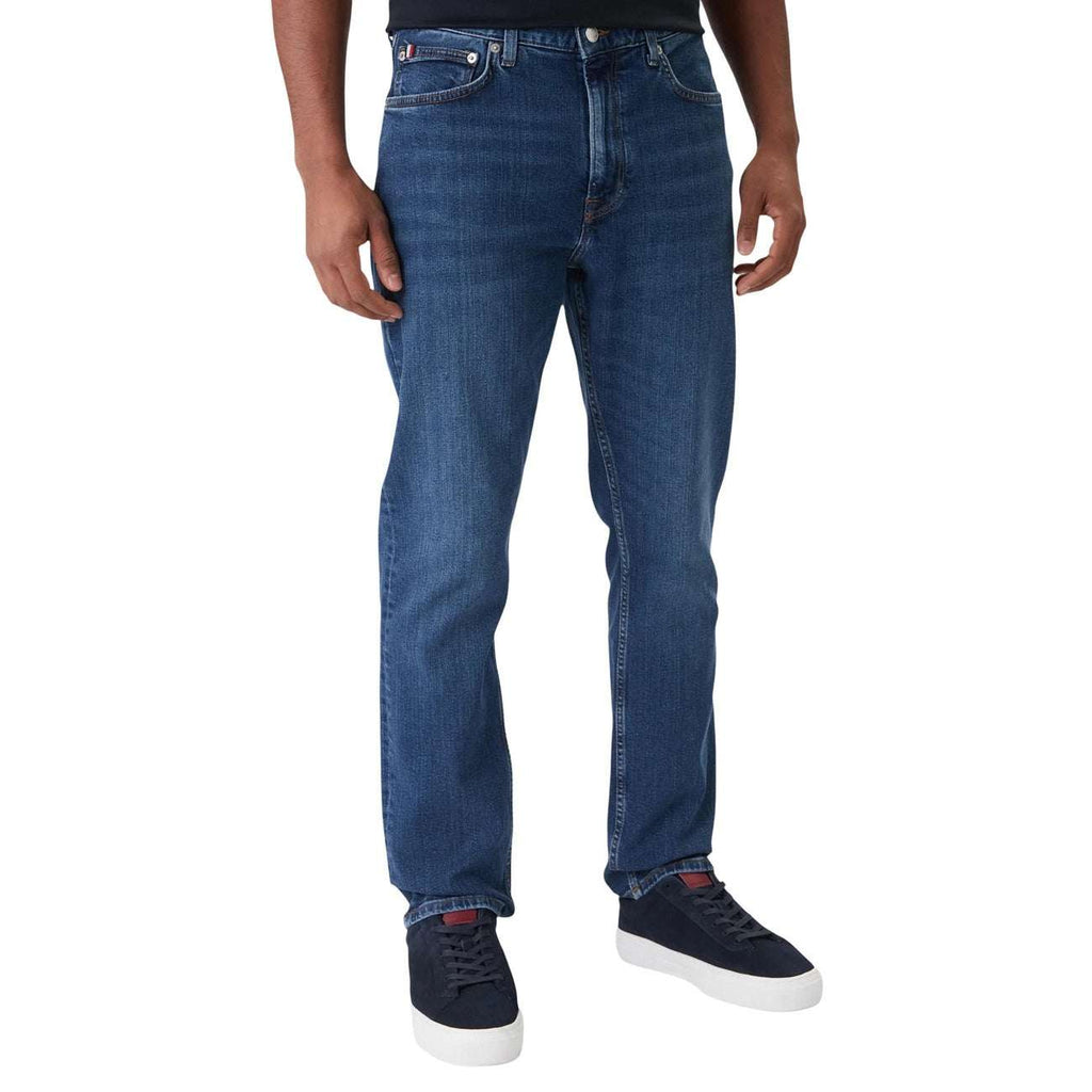 Tommy Hilfiger men's blue jeans with zipper and button closure, cotton blend, fall/winter style