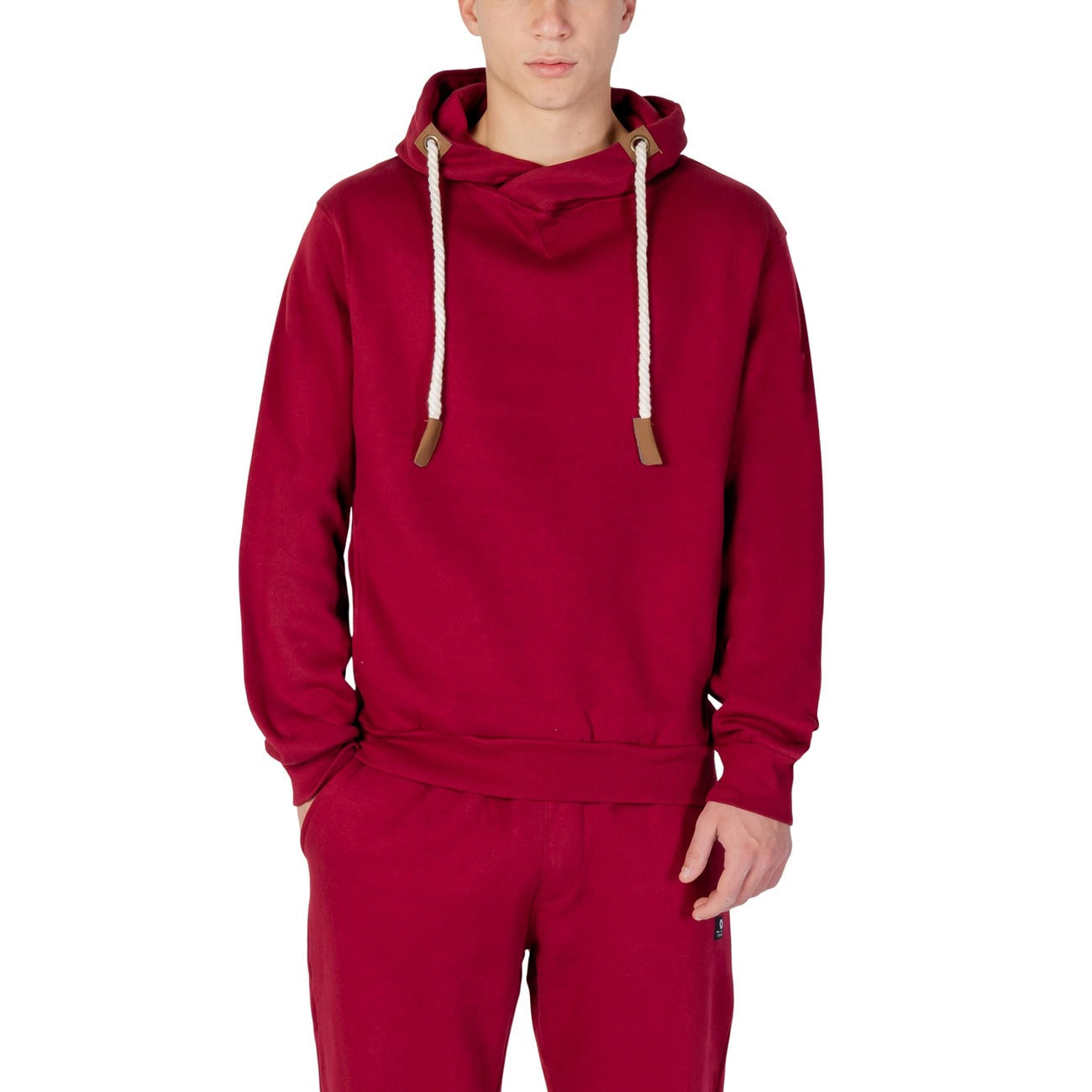 Yos Φούτερ Άνδρας μπορντό μακρυμάνικο με κουκούλα και τσέπες μπροστά για φθινόπωρο και χειμώνα